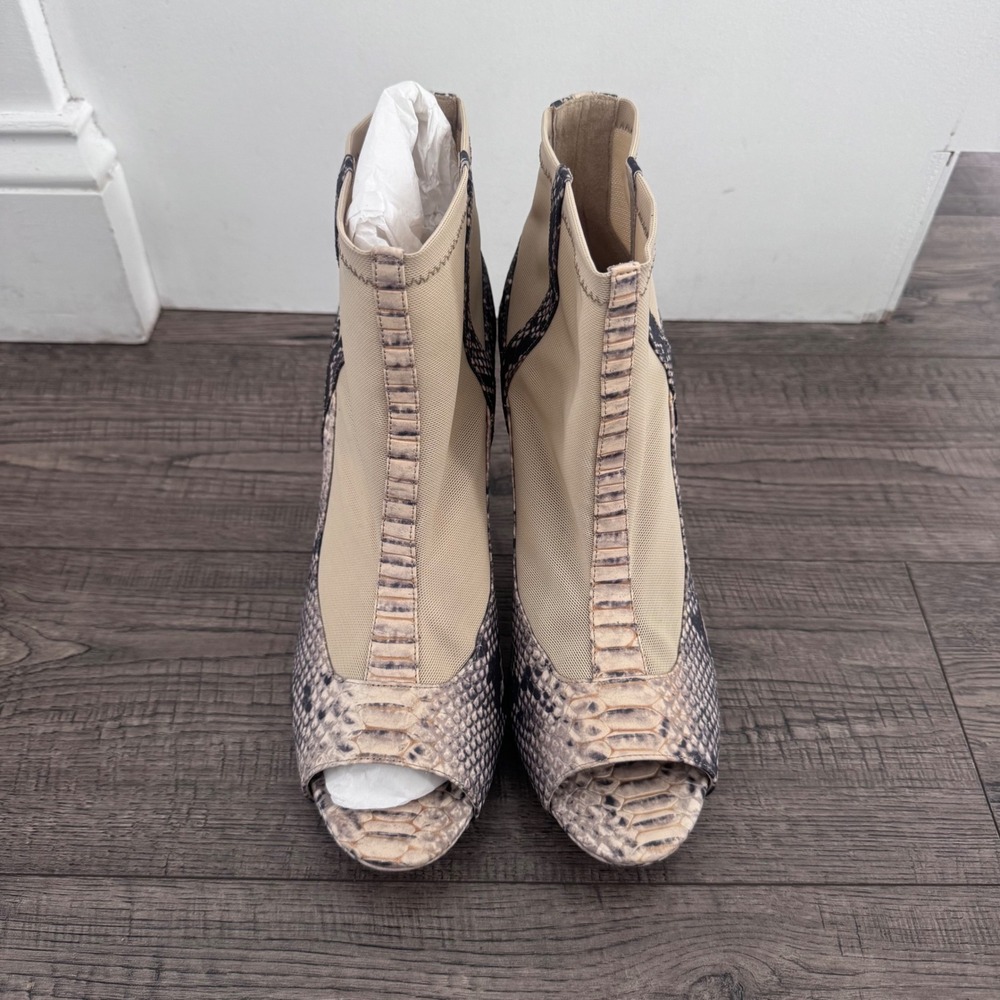 Donald J Pliner Snakeskin Mesh Open Toe Ankle Booties Heels Size 10M Italy